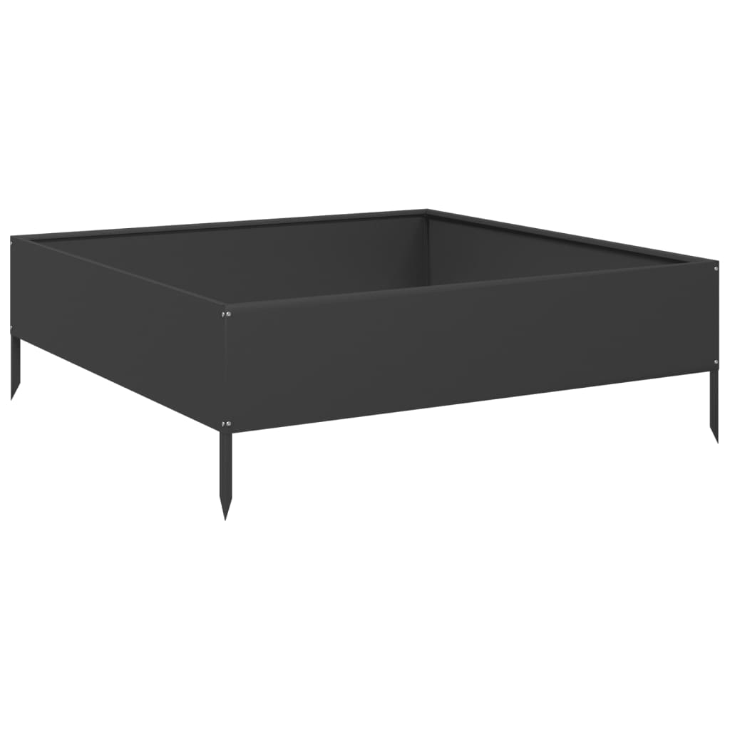 Canteiro elevado de jardim 100x100x33,5 cm aço preto