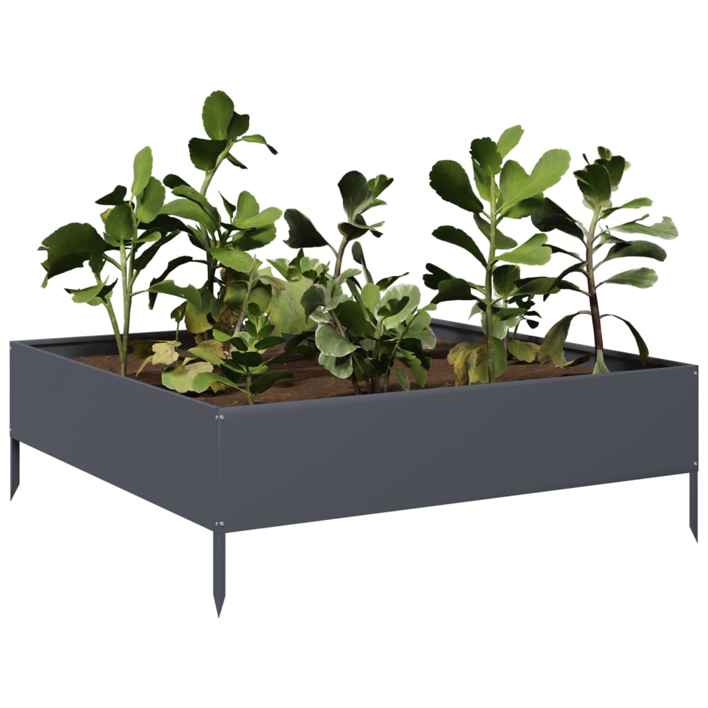 Canteiro elevado jardim aço 100x100x33,5 cm antracite