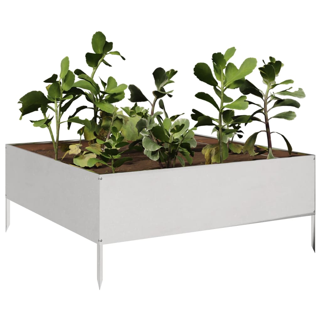 Canteiro elevado de jardim 100x100x25 cm aço inoxidável