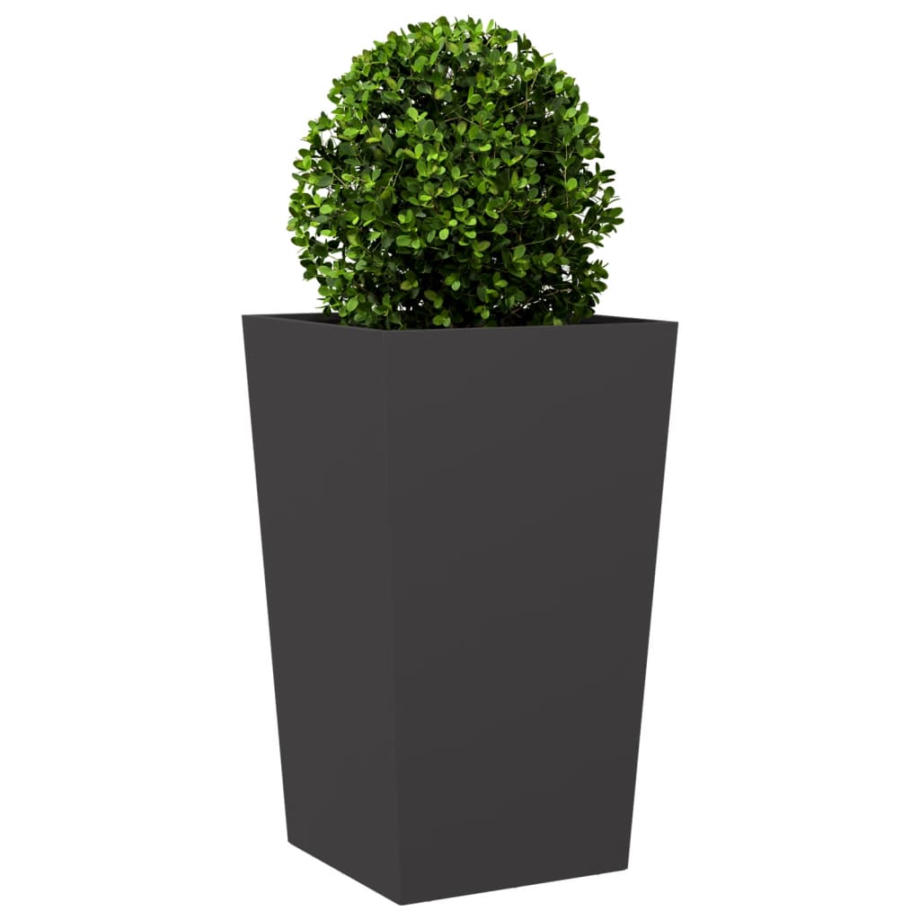 Vaso/floreira de jardim 2 pcs 45x45x75 cm aço preto