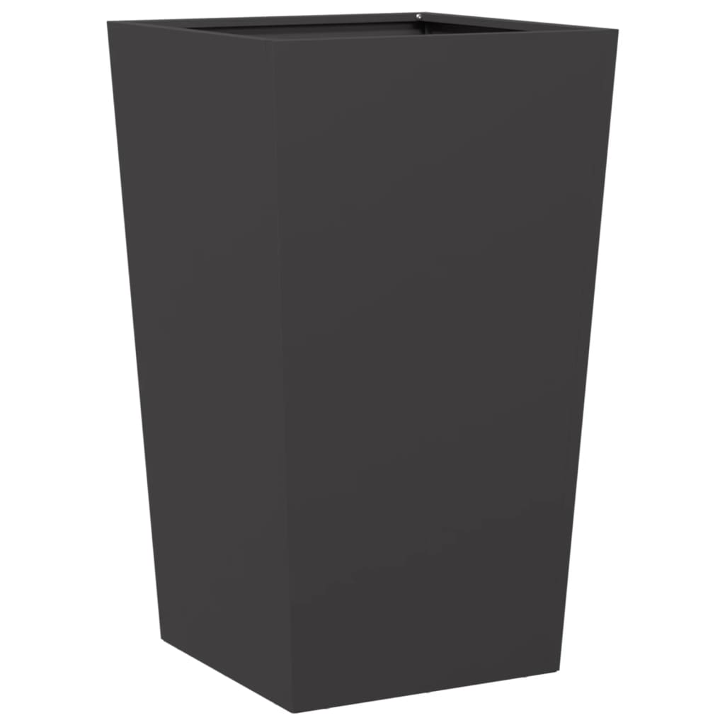 Vaso/floreira de jardim 2 pcs 45x45x75 cm aço preto