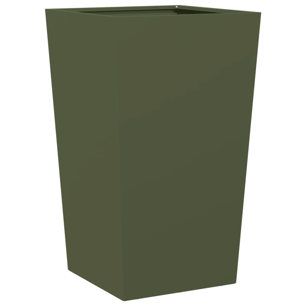 Vaso/floreira de jardim 45x45x75 cm aço verde azeitona