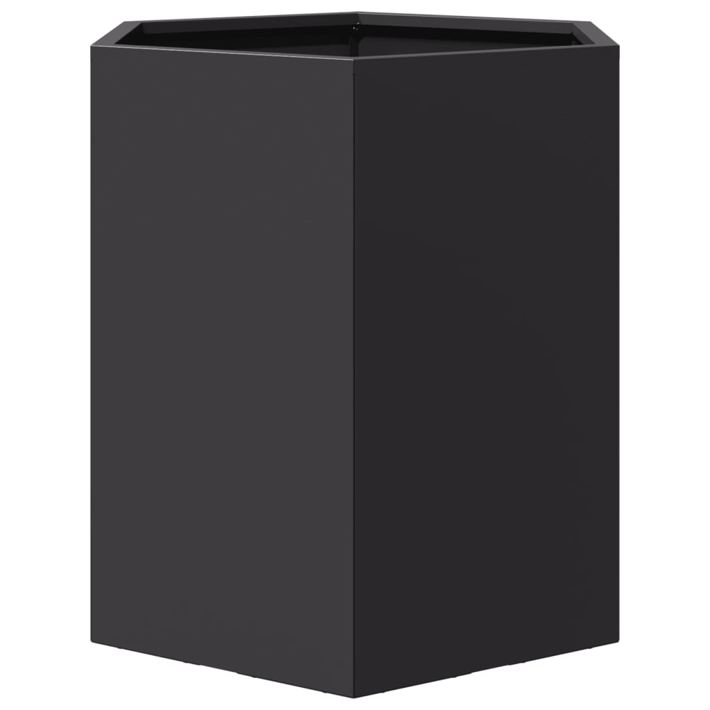Vasos floreiras de jardim 2 pcs hexagonal 46x40x45 cm aço preto