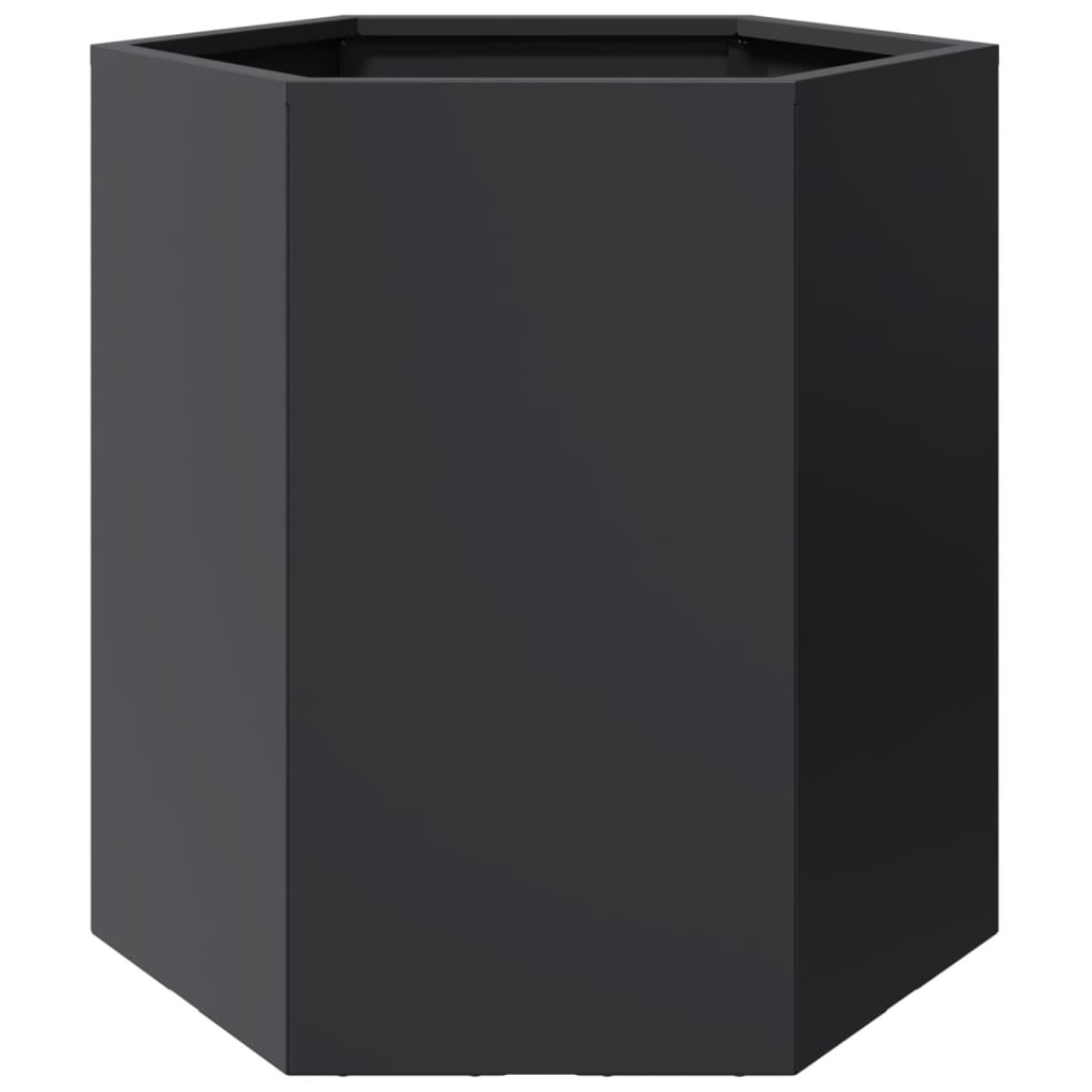 Vasos floreiras de jardim 2 pcs hexagonal 46x40x45 cm aço preto
