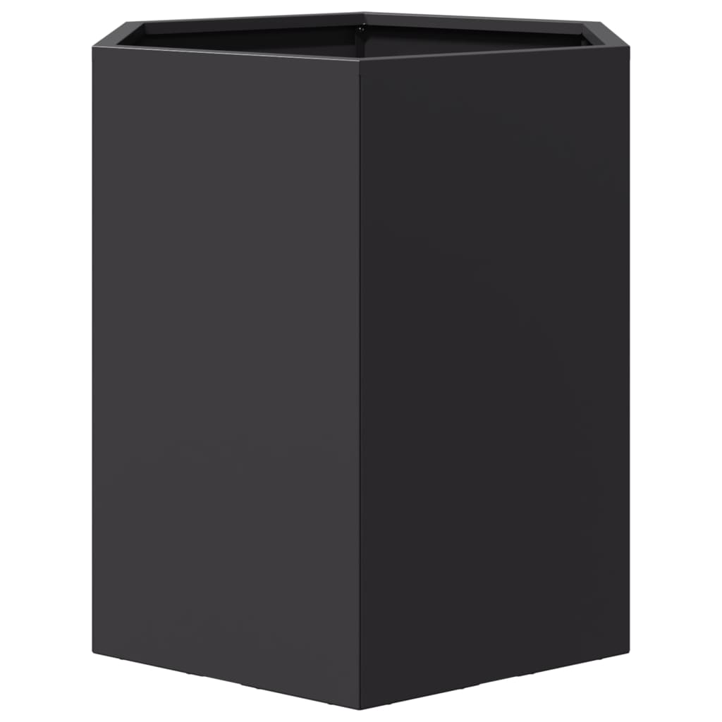 Vasos floreiras de jardim 2 pcs hexagonal 46x40x45 cm aço preto