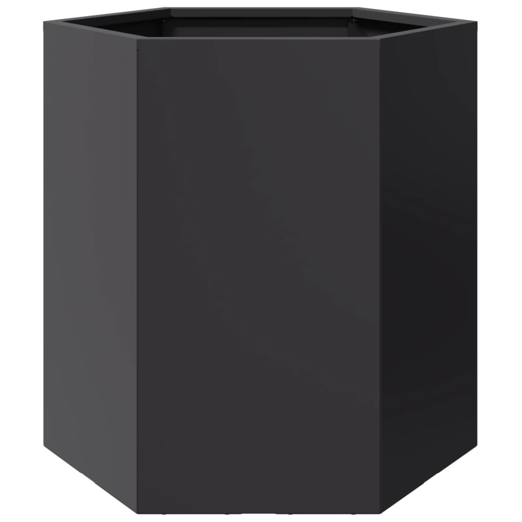 Vasos floreiras de jardim 2 pcs hexagonal 46x40x45 cm aço preto