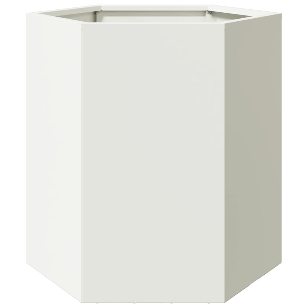 Vasos floreiras de jardim 2 pcs hexagonal 46x40x45cm aço branco