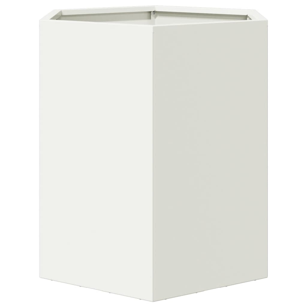 Vasos floreiras de jardim 2 pcs hexagonal 46x40x45cm aço branco