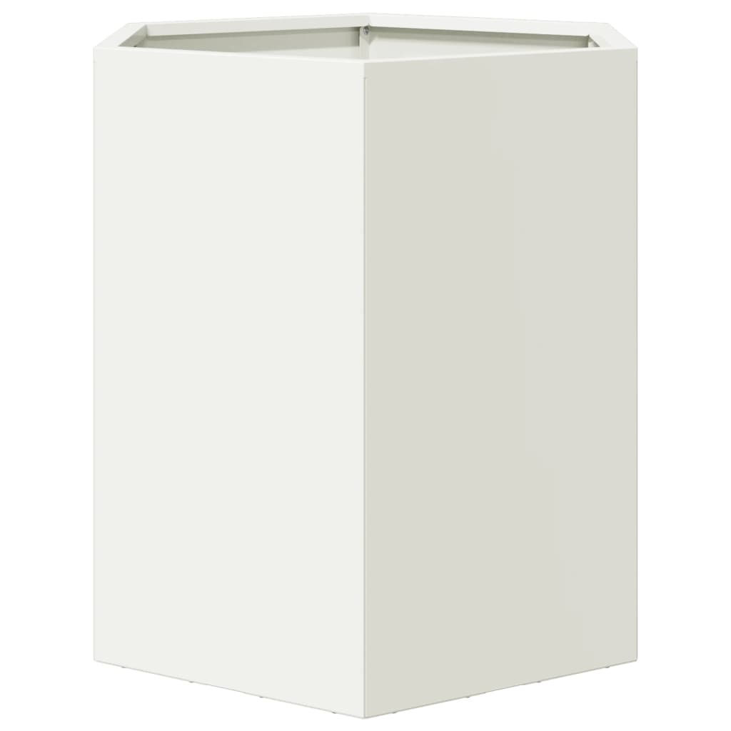 Vasos floreiras de jardim 2 pcs hexagonal 46x40x45cm aço branco