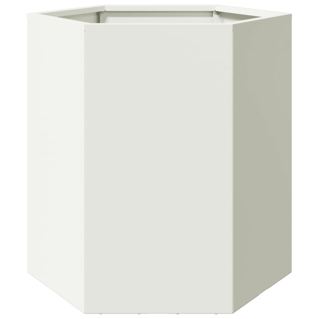 Vasos floreiras de jardim 2 pcs hexagonal 46x40x45cm aço branco