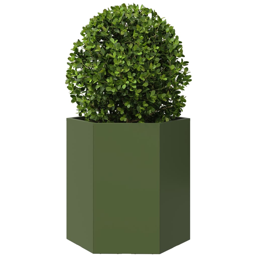 Vasos floreiras de jardim 2 pcs hexagonal 46x40x45 cm aço verde