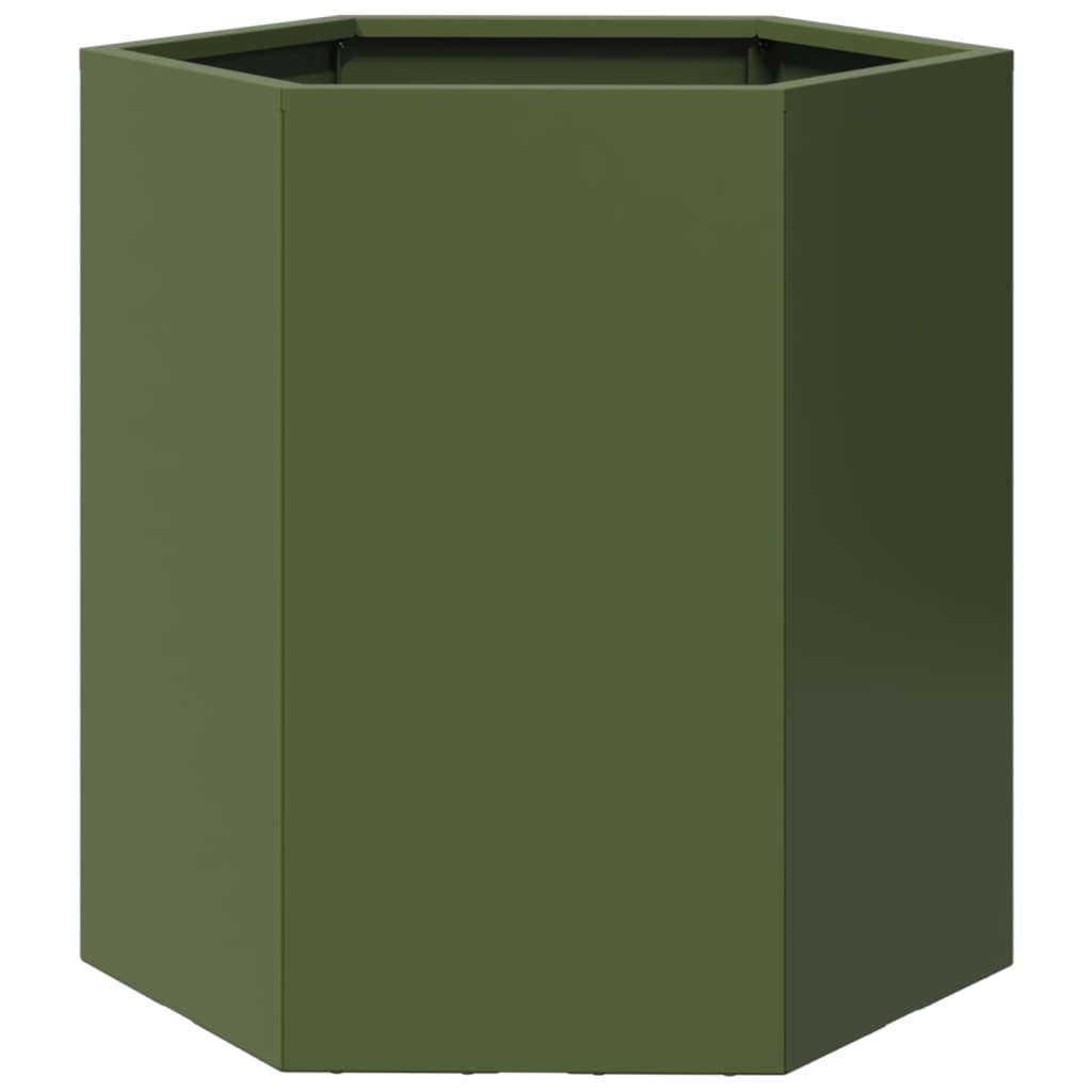 Vasos floreiras de jardim 2 pcs hexagonal 46x40x45 cm aço verde