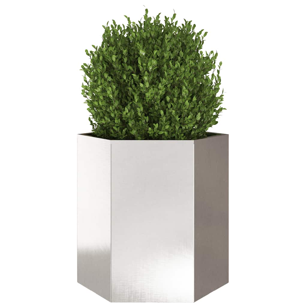 Vasos floreiras de jardim 2 pcs hexagonal 46x40x45 cm aço inox.