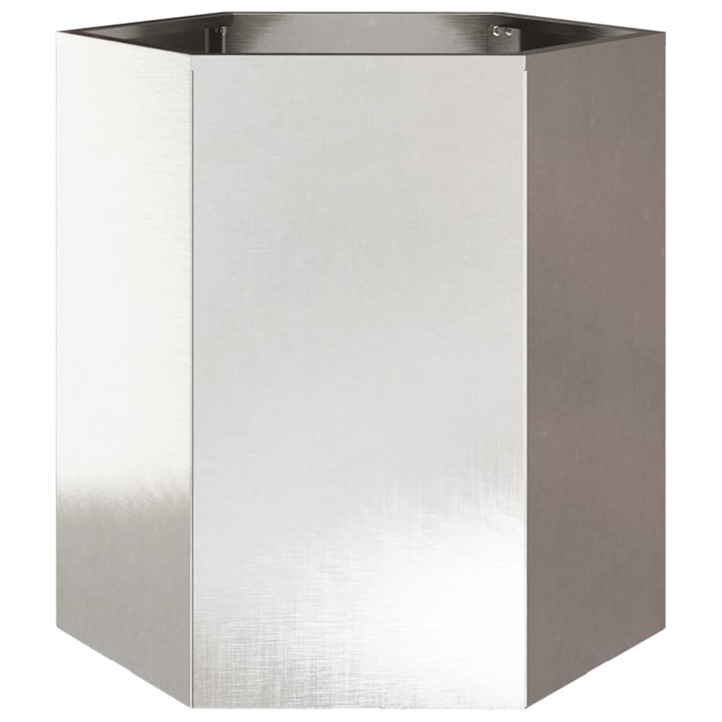 Vasos floreiras de jardim 2 pcs hexagonal 46x40x45 cm aço inox.