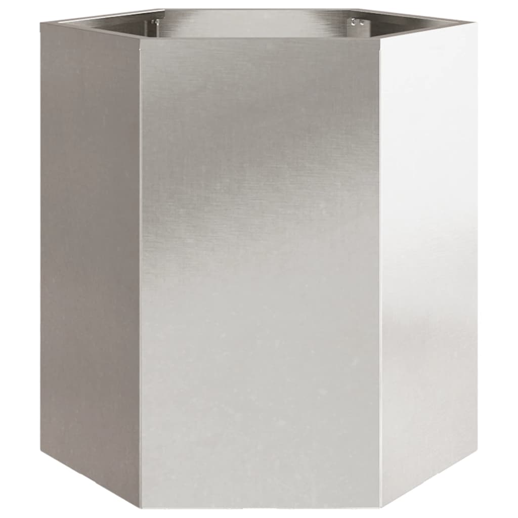 Vasos floreiras de jardim 2 pcs hexagonal 46x40x45 cm aço inox.