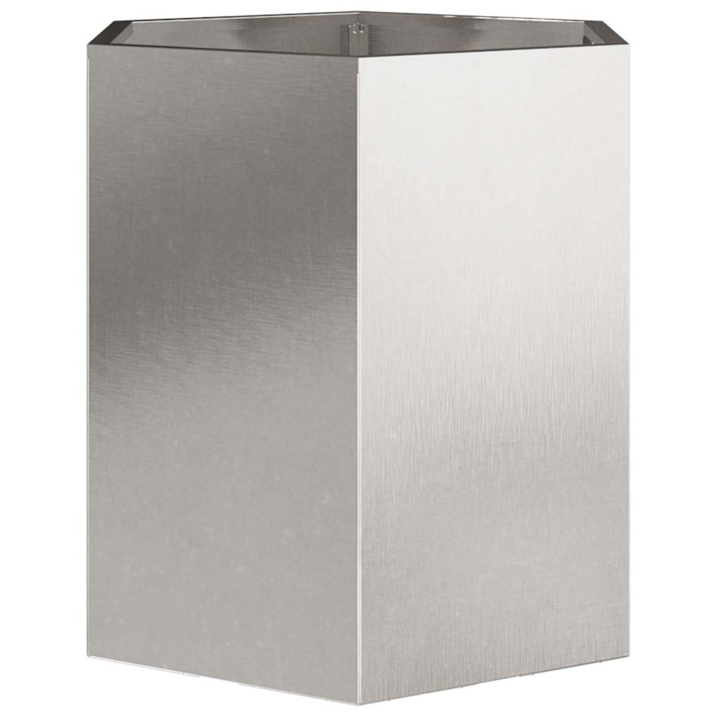 Vasos floreiras de jardim 2 pcs hexagonal 46x40x45 cm aço inox.