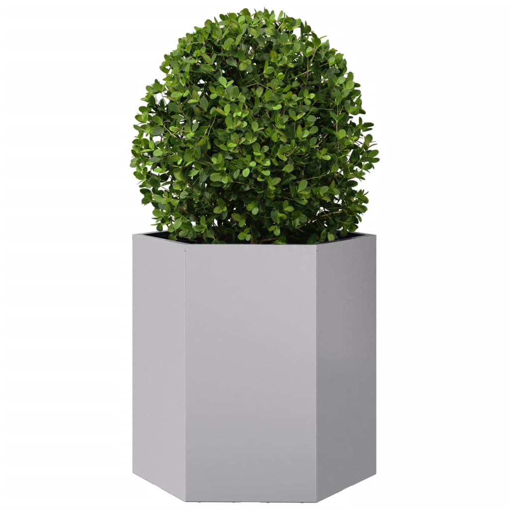 Vasos floreiras jardim 2 pcs hexagonal 46x40x45cm aço galvaniz.