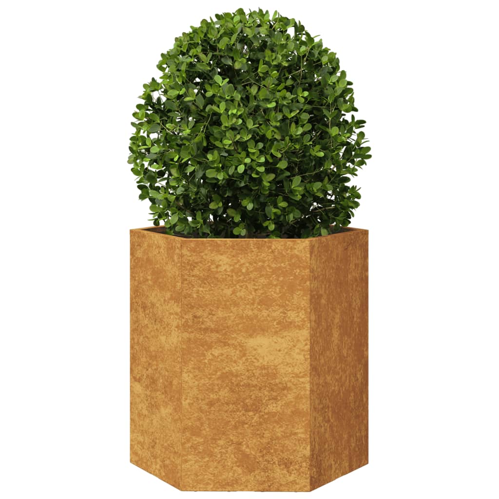 Vaso floreira de jardim hexagonal 46x40x45cm resistência ao aço
