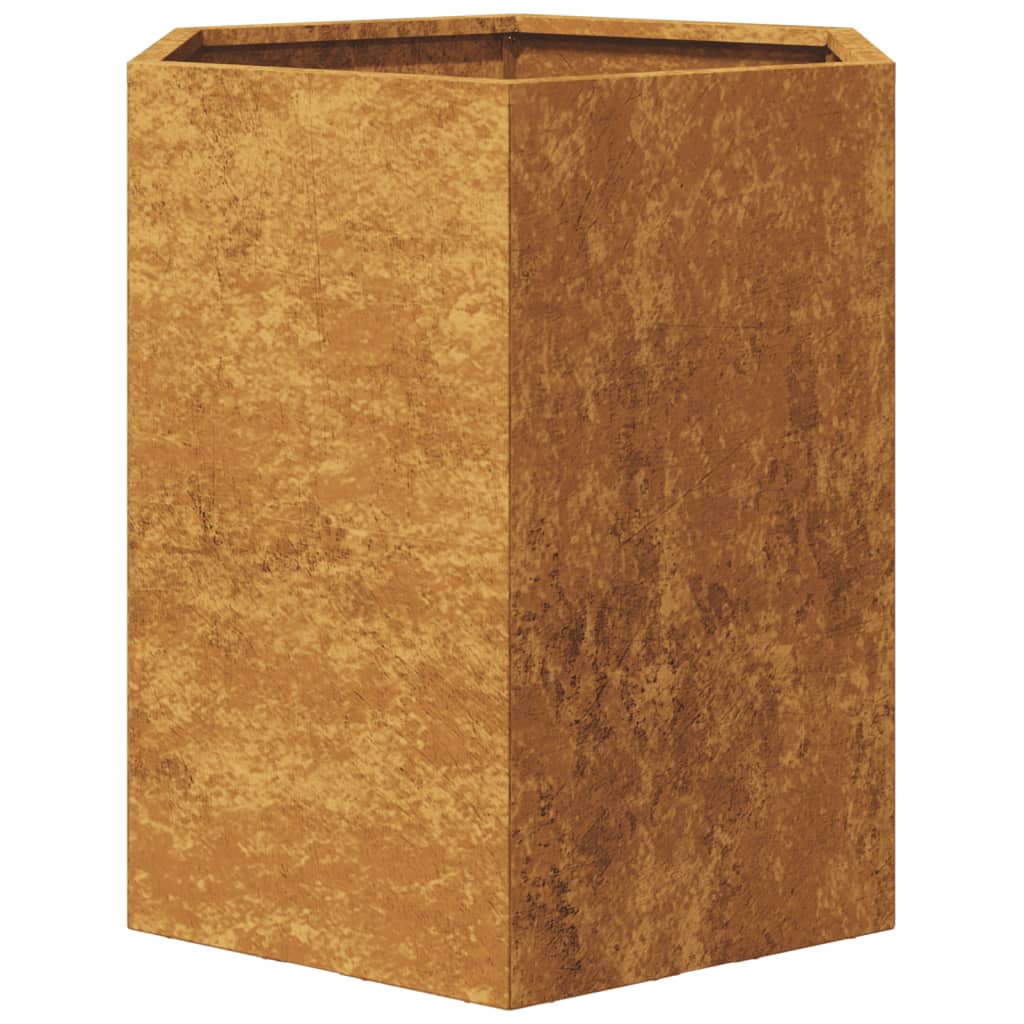 Vaso floreira de jardim hexagonal 46x40x45cm resistência ao aço