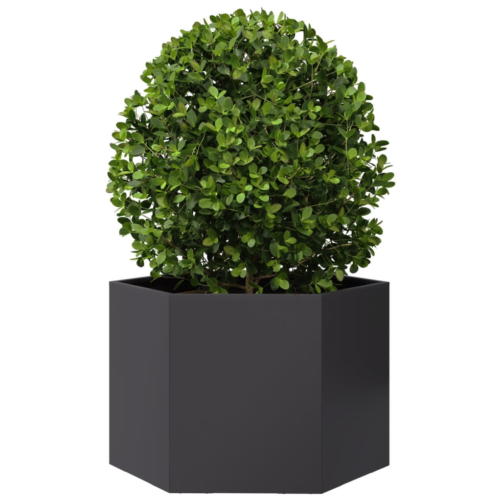 Vaso/floreira de jardim hexagonal 69x60x45 cm aço preto