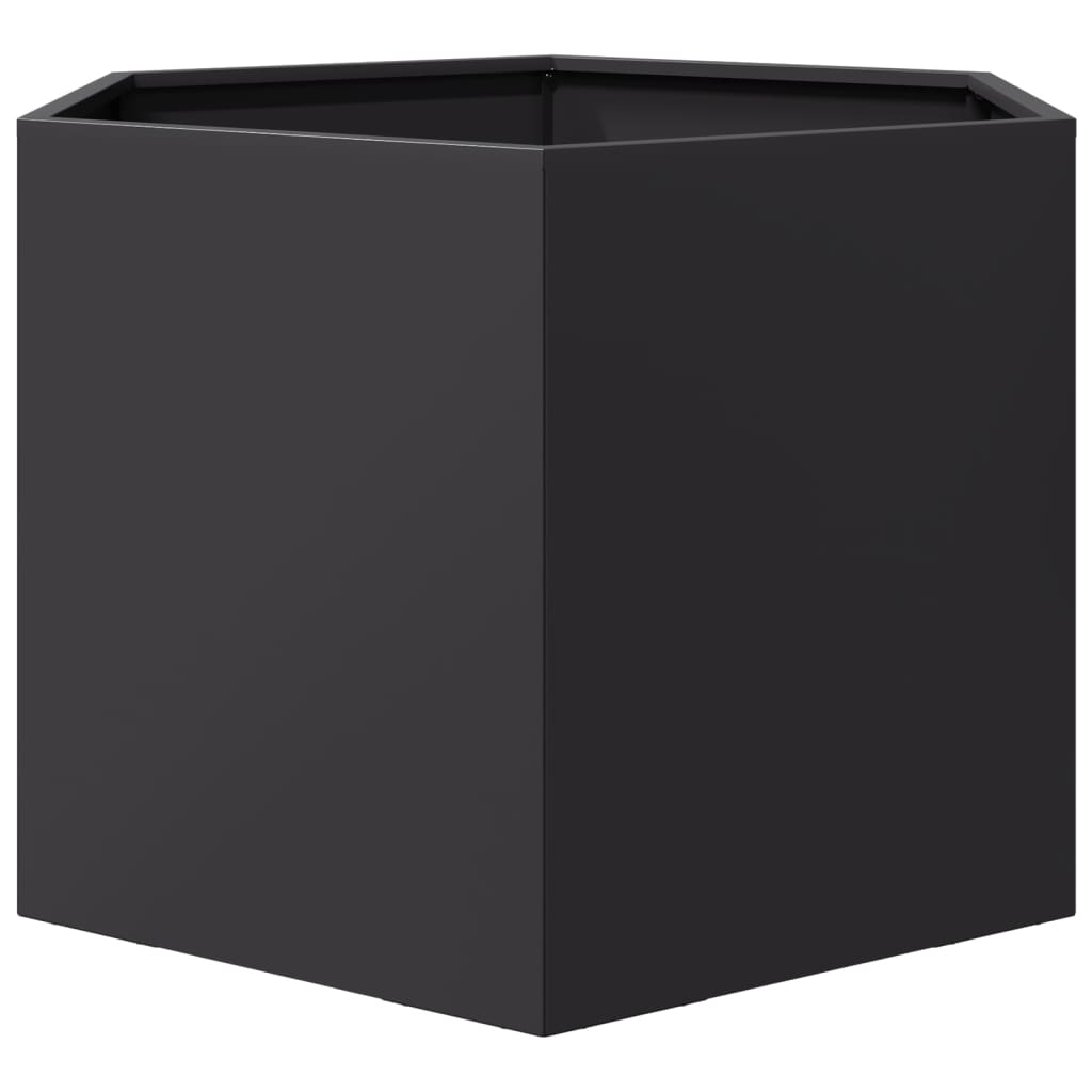 Vaso/floreira de jardim hexagonal 69x60x45 cm aço preto