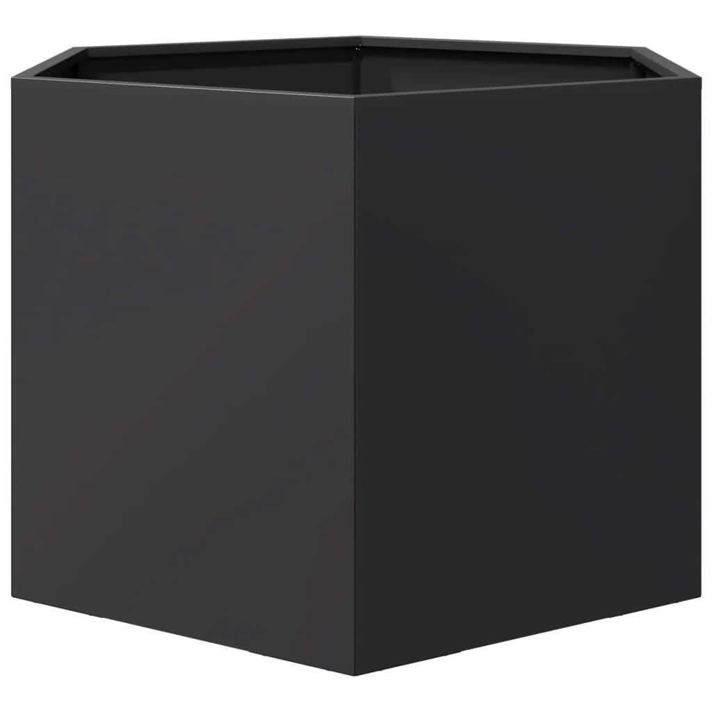 Vaso/floreira de jardim hexagonal 69x60x45 cm aço preto