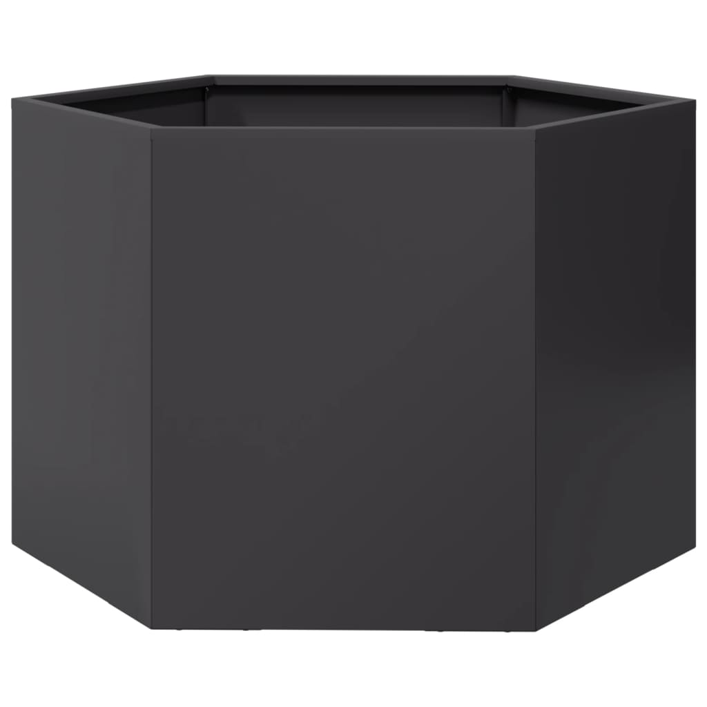 Vaso/floreira de jardim hexagonal 69x60x45 cm aço preto