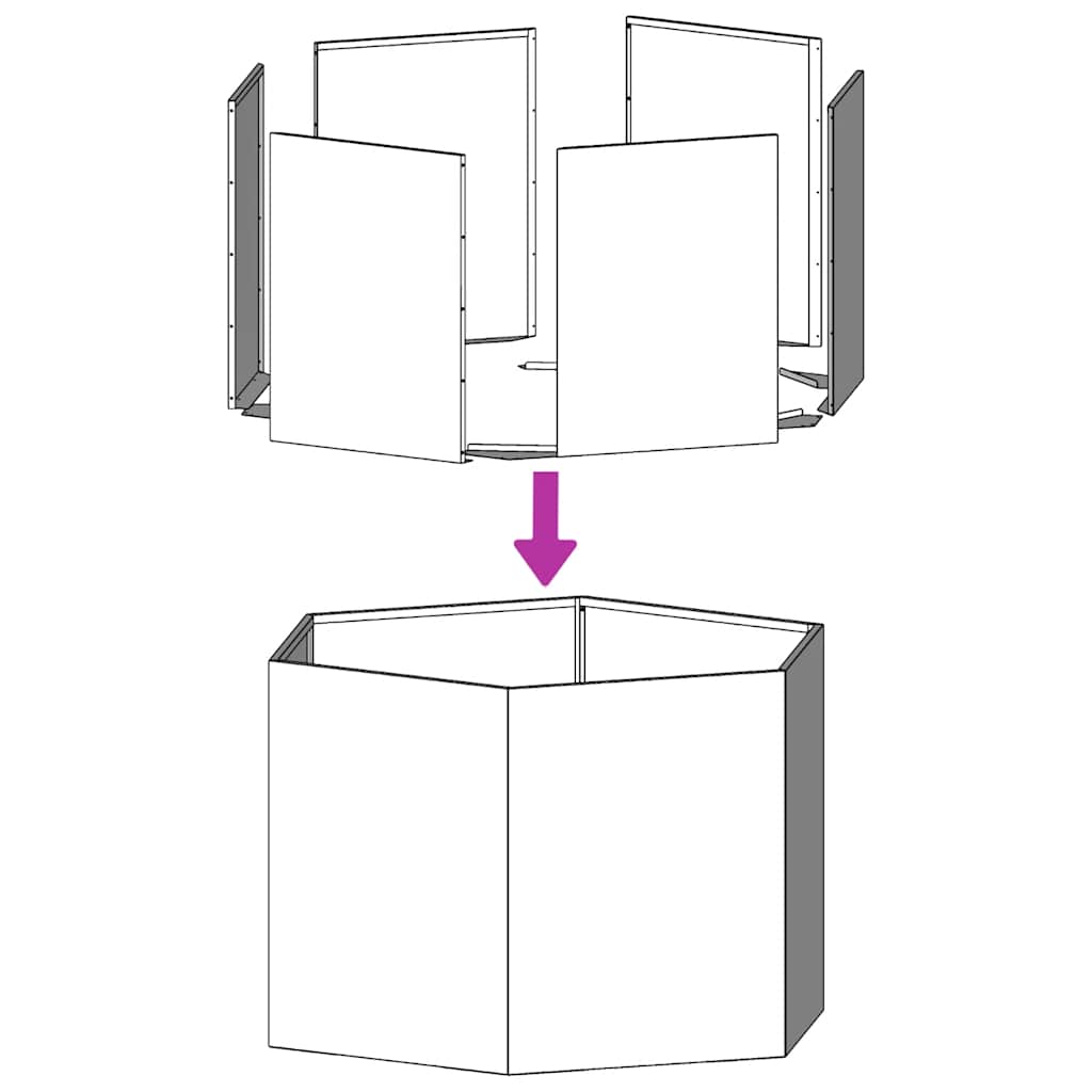 Vaso/floreira de jardim hexagonal 69x60x45 cm aço galvanizado