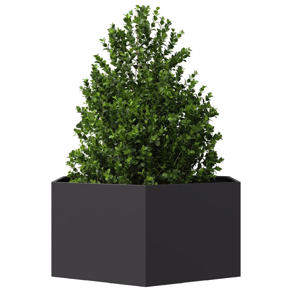 Vaso/floreira de jardim hexagonal 104x90x45 cm aço preto