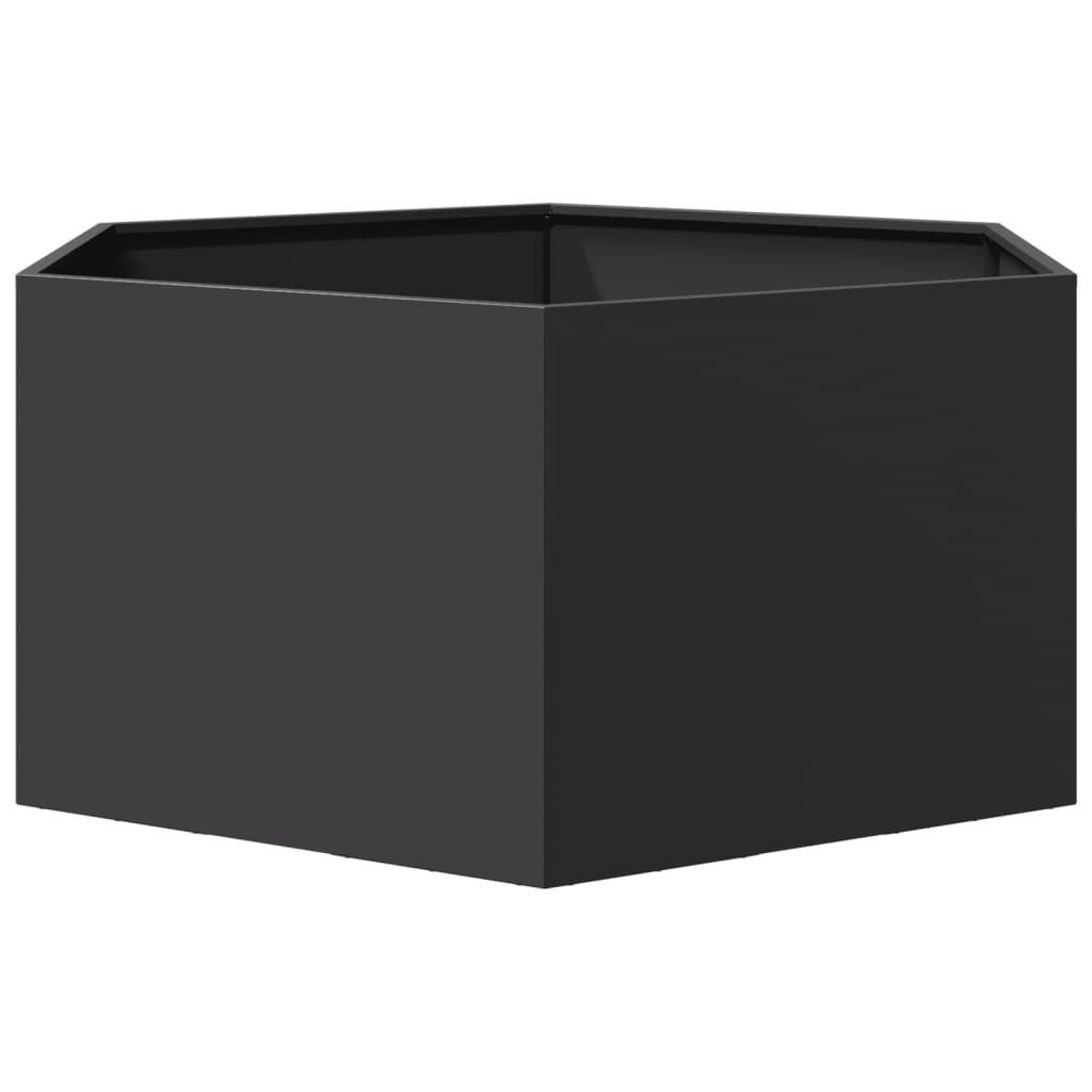 Vaso/floreira de jardim hexagonal 104x90x45 cm aço preto