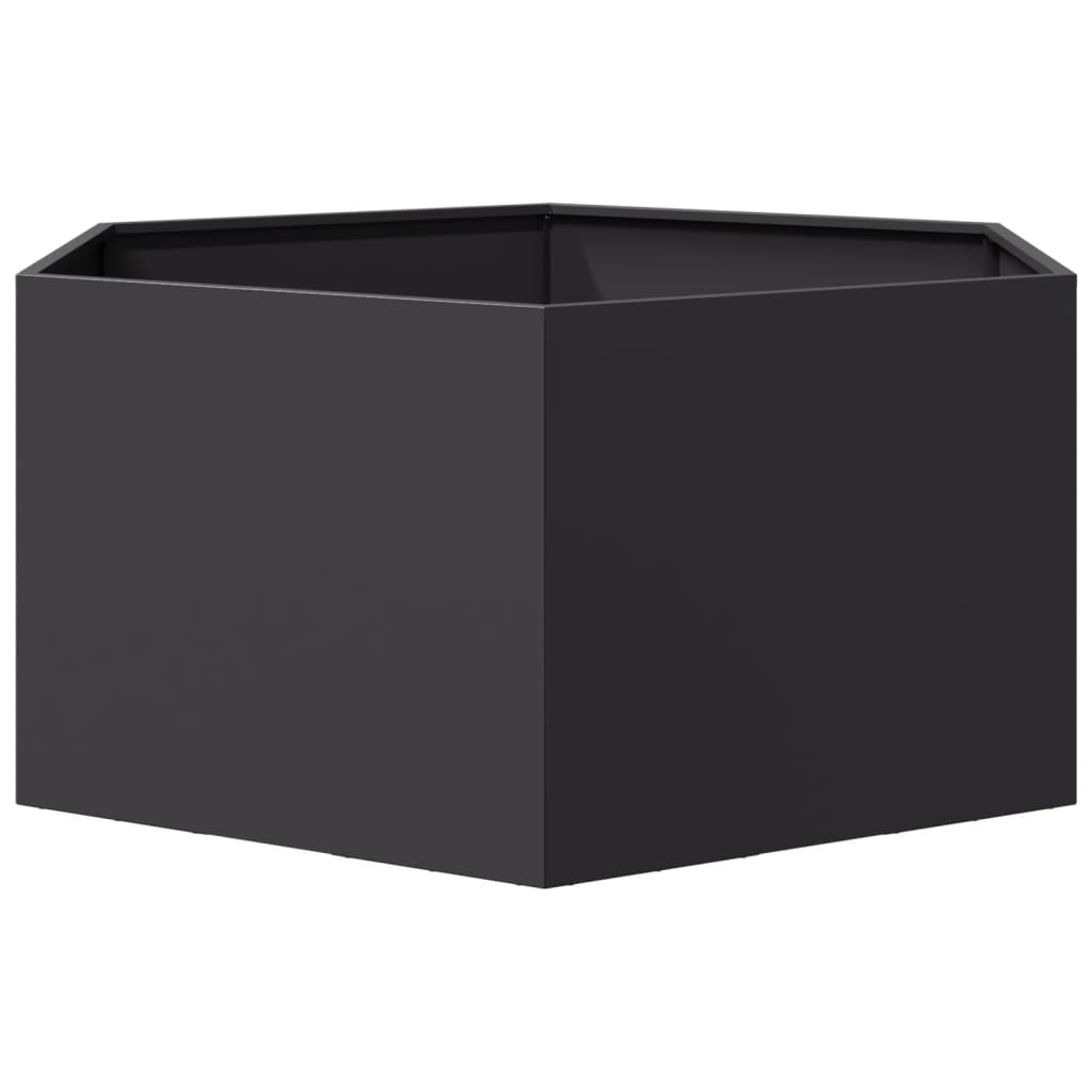 Vaso/floreira de jardim hexagonal 104x90x45 cm aço preto