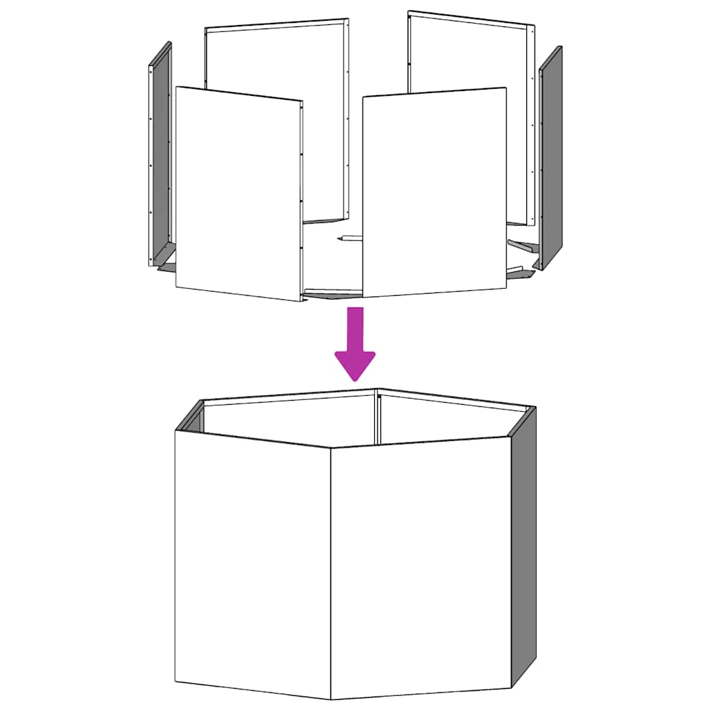 Vaso/floreira de jardim hexagonal 104x90x45 cm aço inoxidável