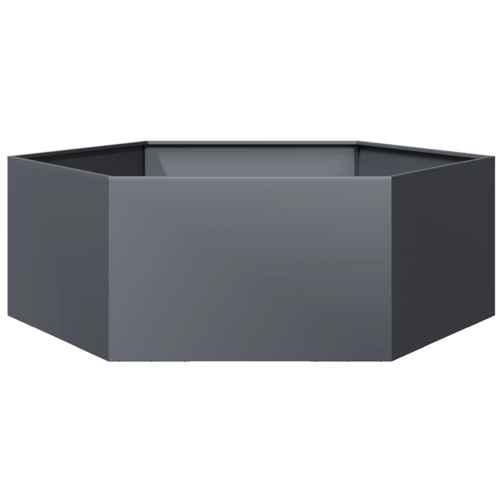 Vaso/floreira de jardim hexagonal 138x120x45 cm aço antracite