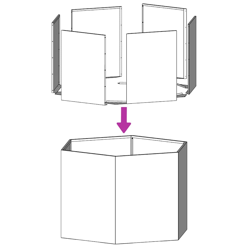 Vaso/floreira de jardim hexagonal 138x120x45 cm aço galvanizado