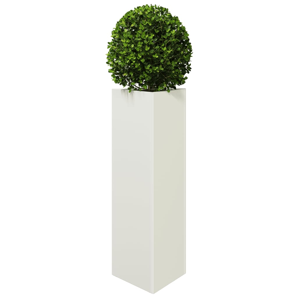 Vaso/floreira de jardim triangular 30x26x75 cm aço branco