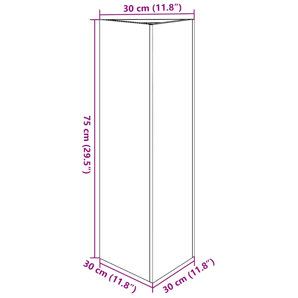 Vaso/floreira de jardim triangular 30x26x75 cm aço galvanizado