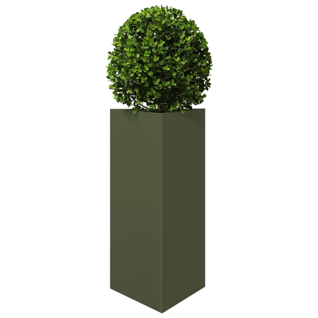 Vaso/floreira jardim triangular 40x34,5x70cm aço verde-azeitona