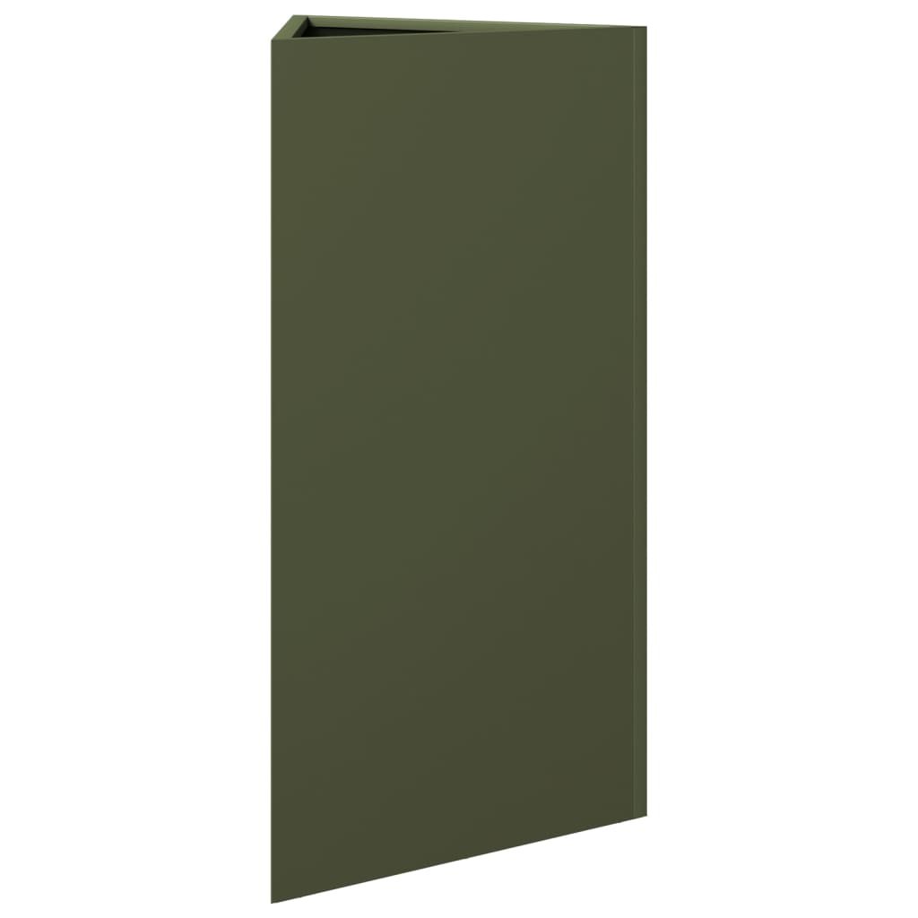 Vaso/floreira triangular 2 pcs 40x34,5x70 cm aço verde-azeitona