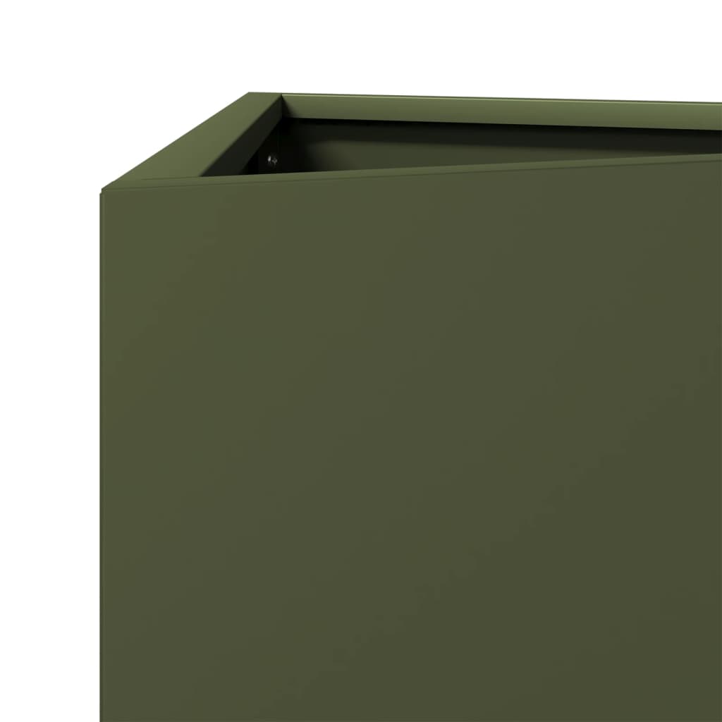 Vaso/floreira triangular 2 pcs 40x34,5x70 cm aço verde-azeitona