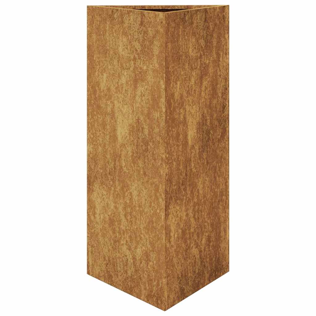 Vaso/floreira 2 pcs triangular 40x40x75 cm aço intempéries