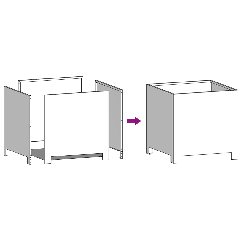 Vaso/floreira de jardim 2 pcs 40x40x40 cm aço branco