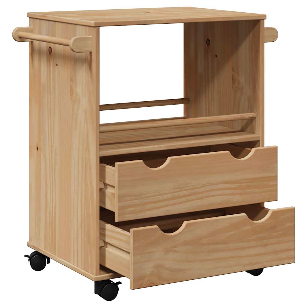 Carrinho de cozinha OTTA 59x45x80 cm madeira de pinho maciça