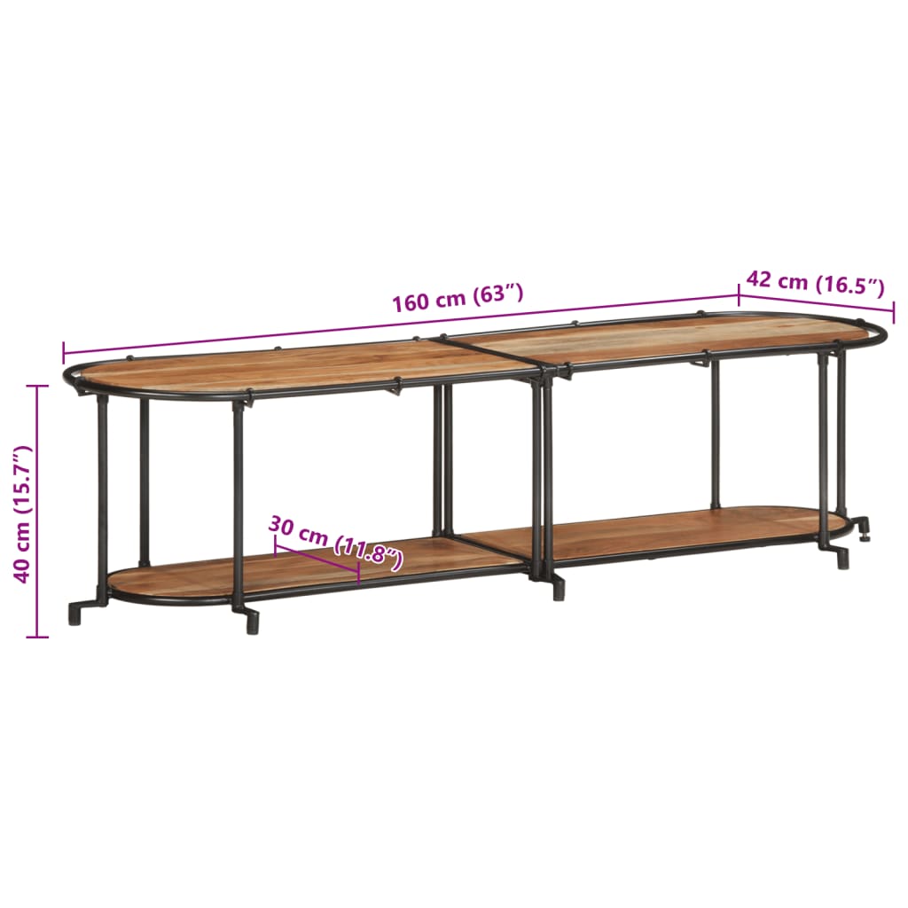 Móvel de TV de madeira de acácia maciça 160x42x40 cm