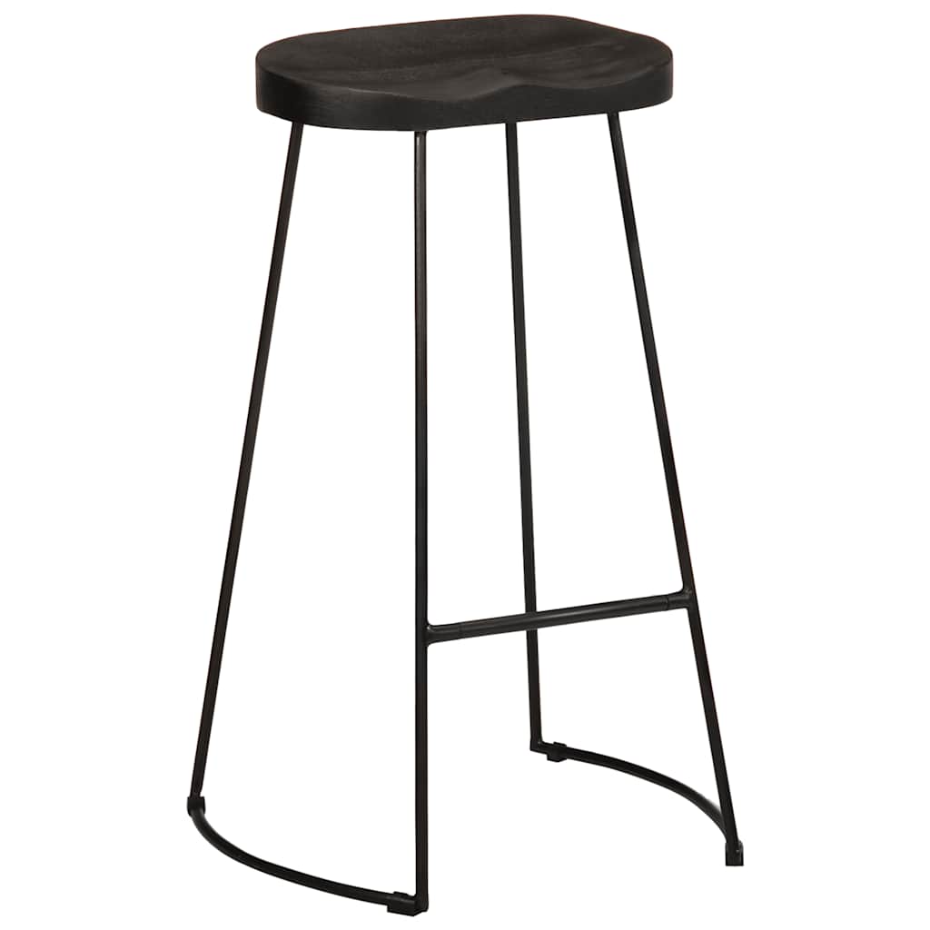 Banquetas de Bar 2 pcs Pretas Madeira Maciça de Mangueira