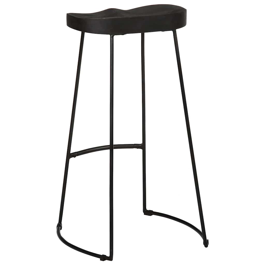 Banquetas de Bar 2 pcs Pretas Madeira Maciça de Mangueira