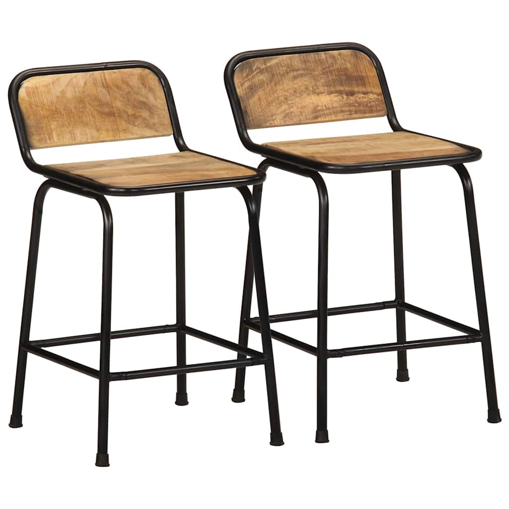 Bancos de bar 2 pcs Madeira Maciça de Mangueira Rústica