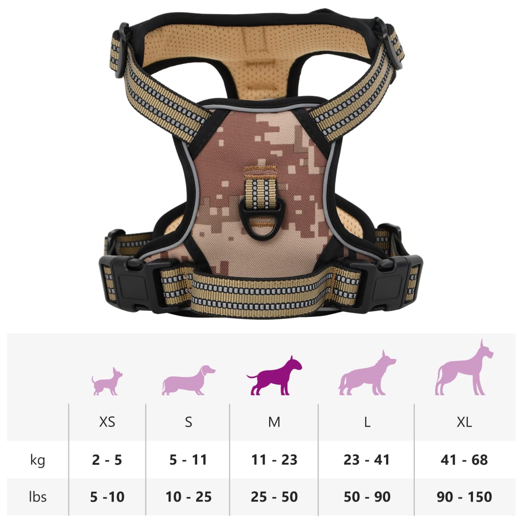 Peitoral para cães com faixas refletoras ajustável M
