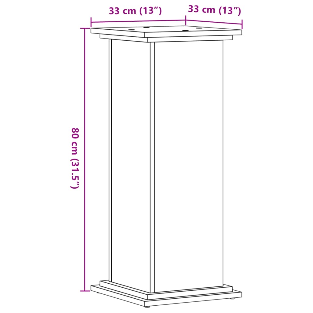 Suporte p/ plantas 33x33x80 cm derivados madeira cinza cimento