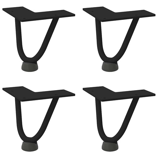 Pernas de grampo para mesa de centro 4 peças pretas 10 cm aço maciço