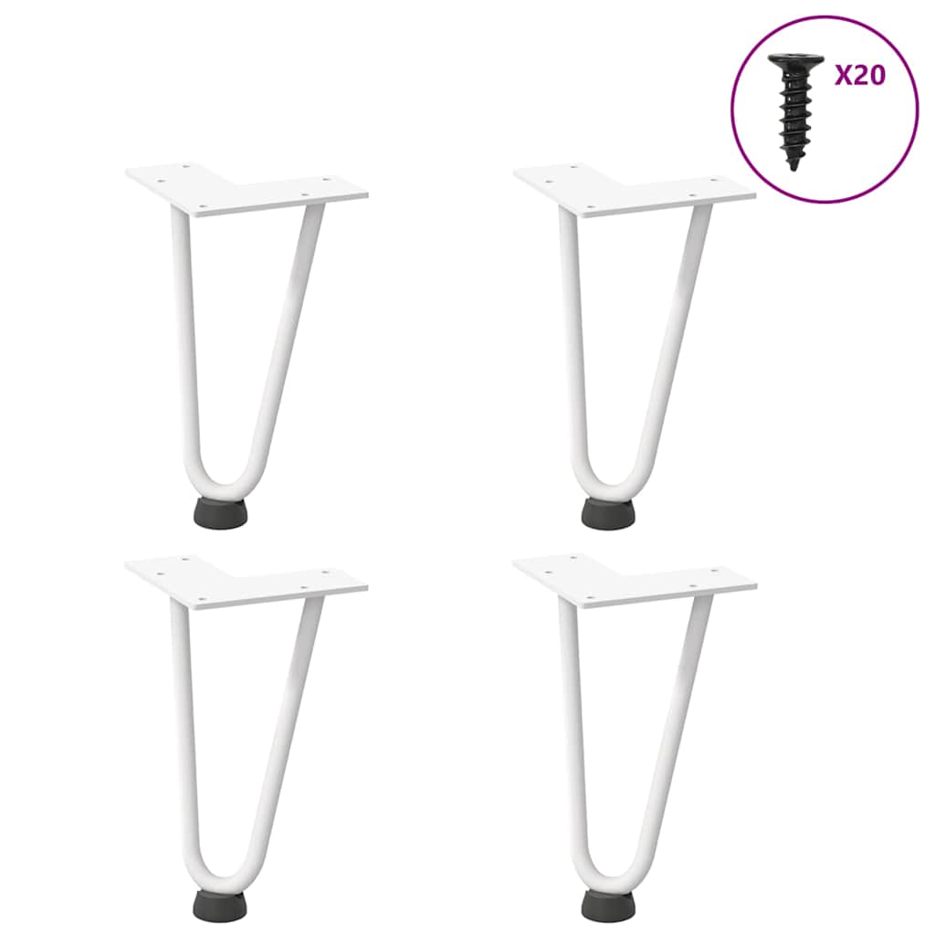 Pernas de grampo para mesa de centro 4 peças, branco, 20 cm, aço maciço
